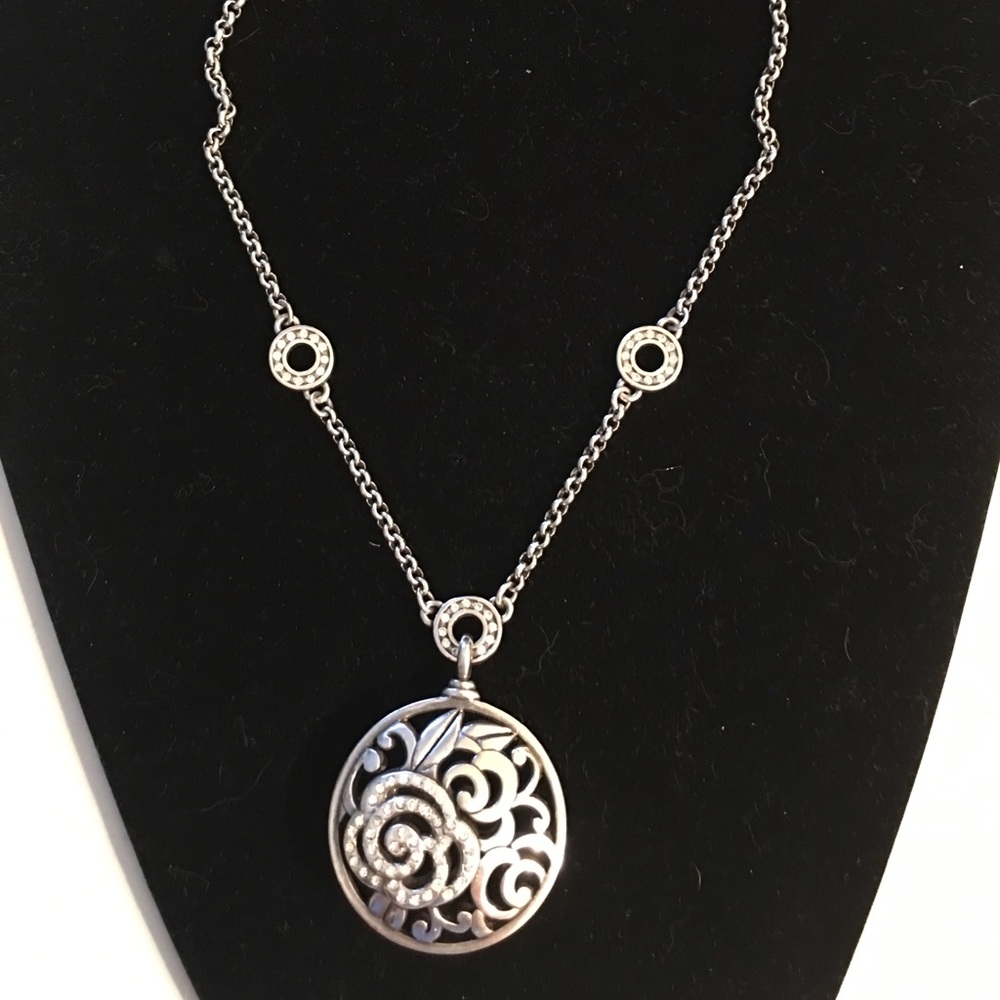Brighton Silver Filigree Rose Pendant Necklace